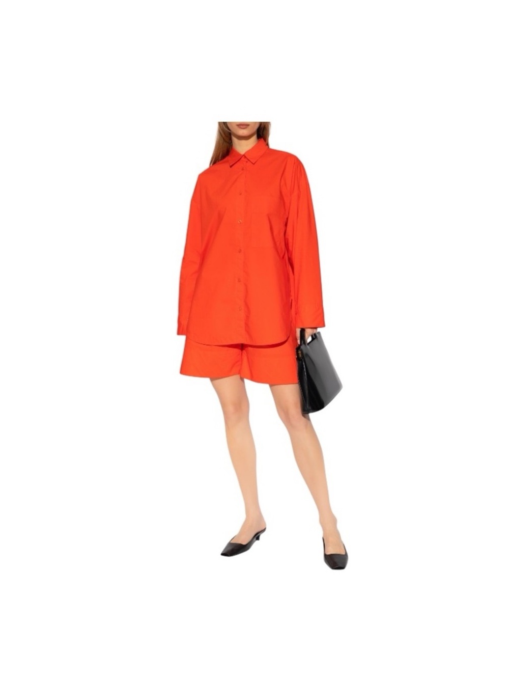 Women’s By Malene Birger Derris Oversized Button Up Shirt Red-Orange Sz 38 US M8